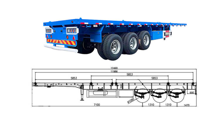 3 Axle 40ft Container Flatbed Trailer for Sale in Senegal